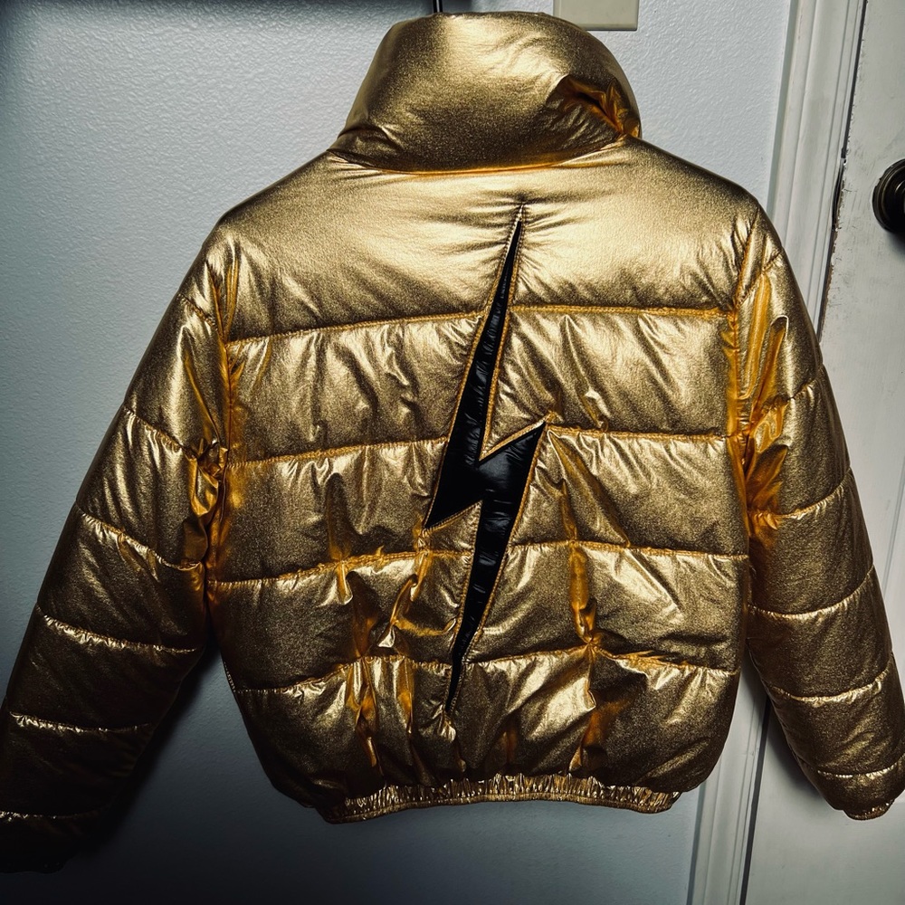 Aviator Nation Metallic Gold Puffer Jacket - Picture 7 of 13
